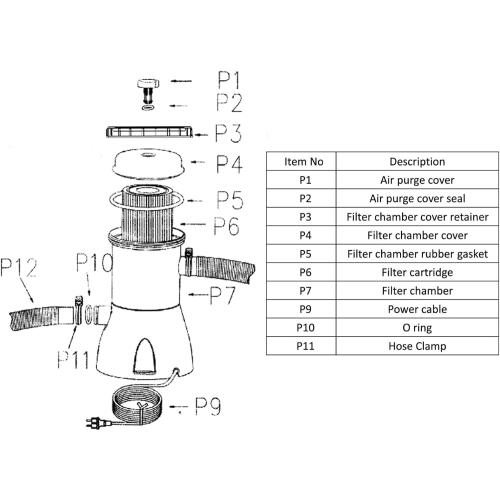 Matybobe Above Ground Pool Filter Pump 330 GPH, Electric, Grey, ABS, Easy to Clean, Suitable for Small Pools & Fish Ponds