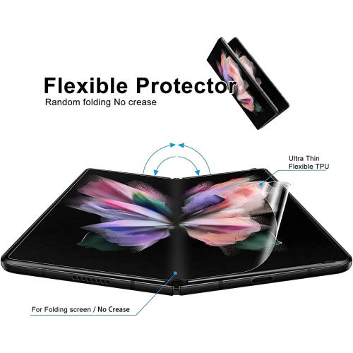 Screen Protector for Samsung Galaxy Z Fold 4 5G, Flexible TPU Screen Protector, 2 Pack Front with 2 Pack Inside, Fingerprint Unlock, Case Friendly, Bubble Free, Anti-Scratch, HD Clear