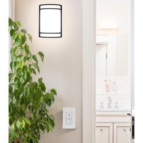 Cloudy Bay in Wall Dimmer Switch with Green Indicator,for LED Light/CFL/Incandescent,3-Way Single Pole Dimmable Slide,600 Watt max,Cover Plate Included,White,2 Pack