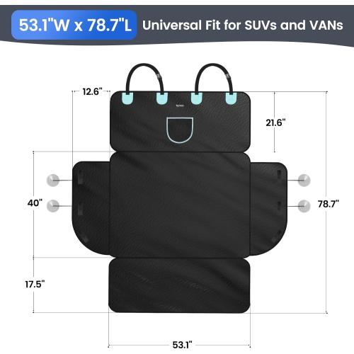 SUV Cargo Liner for Dogs with PU Leather, Waterproof Pet Trunk Cover with Taller Side Panels, Dog Seat Mat for SUVs Vans with Bumper Flap Protector, Non-Slip, Large Size Universal Fit, Black
