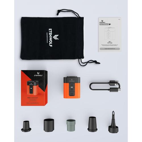 ETENWOLF AIR 3 Air Pump for Inflatables with 2600mAh Battery& Camping Light