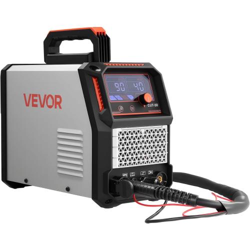 VEVOR Plasma Cutter, 50A Non-Touch Pilot Arc Plasma Cutting Machine, 110V/220V Dual Voltage Digital Display IGBT Inverter - with 2T/4T Function & Adjustable PA/PT Time for Home Repairs, Workshops