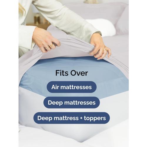 Extra Deep Split King Sheet Set - 7 Piece Breathable and Cooling Sheets - Hotel Luxury Bedding for Women, Men, Kids & Teens - Easy Secure Fit - Soft & Wrinkle Free - Extra Deep Pockets - French Grey
