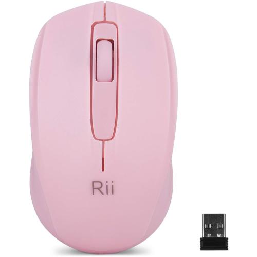 Rii Wireless Mouse,2.4G Portable Computer Mice for PC, Laptop, Windows,Office Included Wireless USB dongle (Pink)