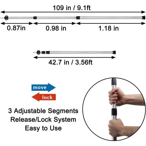 Sunnyglade 2 Pcs Adjustable Tarp Poles, Silver , Telescoping Aluminum Rods Portable Awning Poles for Camping,Backpacking,Hiking(Set of 2)