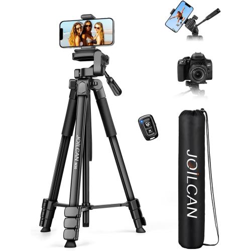 JOILCAN Phone Tripod Stand - 67 Aluminum Extendable Tripod with Remote, Portable Tripods for iPhone Photos Selfie & Video, Compatible with iPhone DSLR Camera Projector