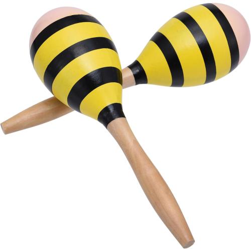 Maracas for Adults Kids, 2 Pcs 9 Inch Wooden Maraca for Party Favors, Yellow