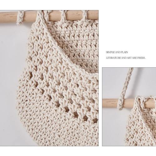 Hanging Fruit Basket, 1 Tier/3 Tier Boho Handmade Woven Wall Hanging Fruit Basket Vegetable Storage Baskets for Kitchen Home Wall Decor