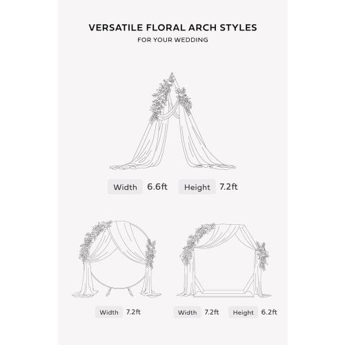 Ling's moment Artificial Wedding Arch Flowers Kit Pack of 4, 2pcs Hanging Silk Flowers Arrangement 2pcs Chiffon Drapes Ceremony Spring Fake Rose Arbor Backdrop White Sage Floral Party Outdoor Decor