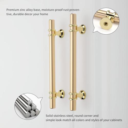 10 Pack Kitchen Cabinet Handles Brushed Gold Cabinet Pulls 5 Inch Gold Drawer Pulls for Dresser Bathroom Modern Kitchen Hardware for Closet and Cupboard, Zinc Alloy Base