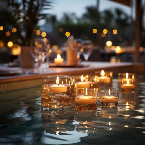24 Pack 2 Inch Floating Candles, 5-6 Hour Burn White Real Wax