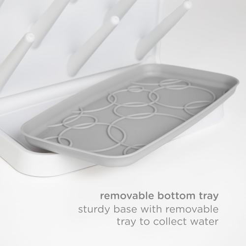 Ubbi Vertical Baby Bottle Drying Rack, Space Saving Countertop Drying Rack Baby Accessory, Gray