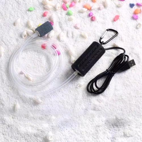 Aquarium Air Pump Mini USB Fish Tank Oxygen Air Pump Portable Ultra Silent Air Aerator Pump Energy Saving Oxygen Bubbler with Air Stone and Single Outlet Silicone Tube 1W