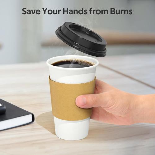 Varte Premium Coffee Cup (16 oz - 100 pack) with Sealable Lid, Sleeve, Stirrer and an additional 10 Trays per pack