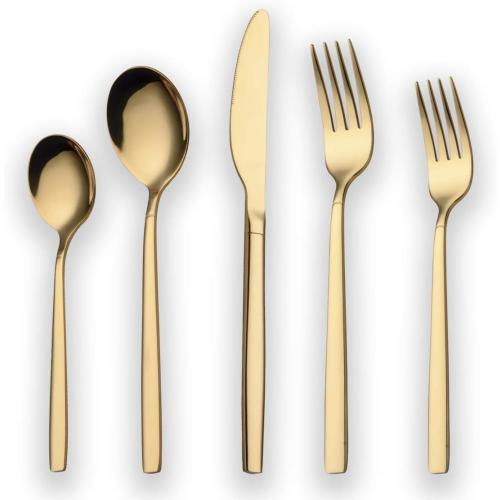 20 Piece Flatware Set, 20 Pieces Golden Silverware Set, Golden Cutlery Set, Service for 4 (shiny Gold)