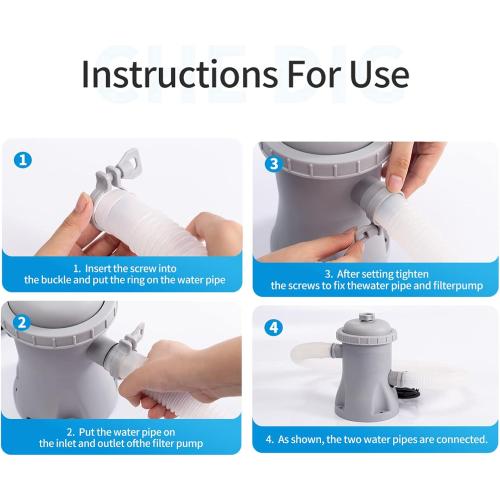 Matybobe Above Ground Pool Filter Pump 330 GPH, Electric, Grey, ABS, Easy to Clean, Suitable for Small Pools & Fish Ponds