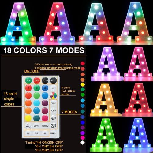 Pooqla Colorful Light Up Letters, Led Marquee Letter Light Sign Battery Powered, 18 Colors Lamp with Remote for Birthday Party Wedding Home Christmas Decoration, Glitter Silver Letter S
