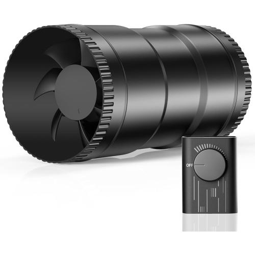 Hon&Guan 4 Inch Inline Duct Fan with Upgrade Controller - 130 CFM Airflow with 6W Ultra-Low Power and Low Noise