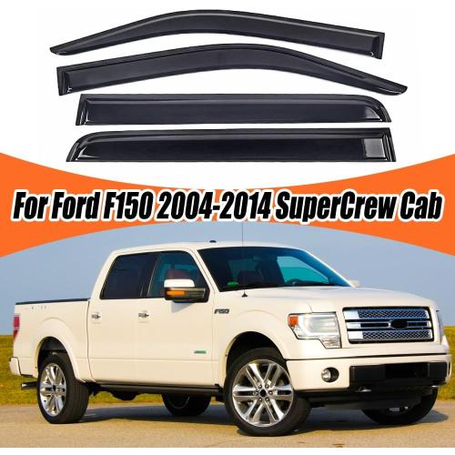 Window Visor Shield Deflector Guard for Ford F150 2004-2014 Only, 4Pcs Window Visor Guard Window Wind deflectors for Ford F150 2004-2014 Only,Tape-on Type