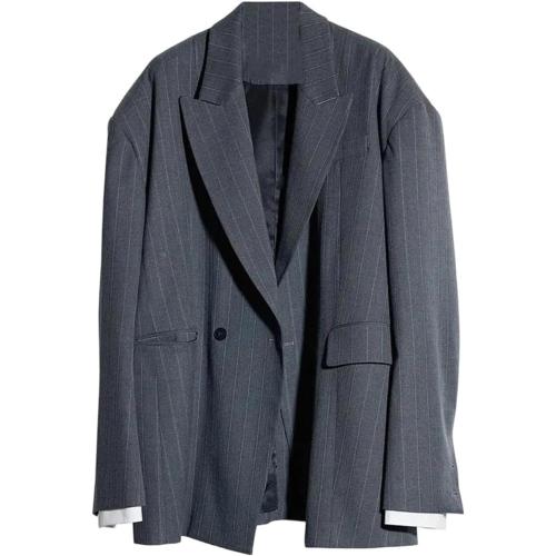 Emma James Womens Blazers Notched Lapel Long Sleeve with A Uniquely Shaped Striped Pattern Loose Fit Single Breasted Formal Suit Jacket size medium