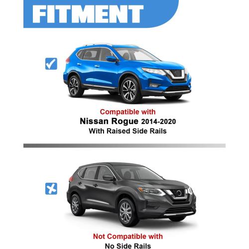 FengYu 300lb Lockable Roof Rack Cross Bars Compatible with Nissan Rogue 2014-2020 (with Raised Side Rails), Heavy Duty Aluminum Roof Rails Crossbars Cargo Bars Canoe Rooftop Black Carrier Luggage