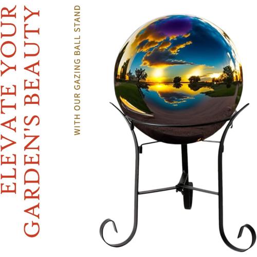 12 Tall Iron Gazing Ball Stand, Classic Stylelish Garden Hardware Metal Holder for 8/10/12-Inch, Strong and Durable Handmade Gazing Globe Display Stand Decoration for Outdoor, Home, Yards