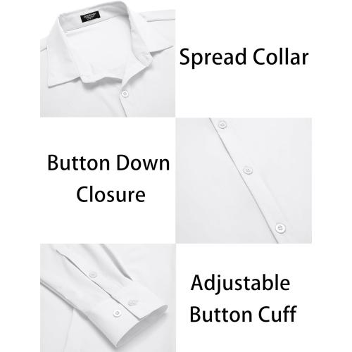 COOFANDY Men's Muscle Fit Dress Shirts Wrinkle-Free Long Sleeve Casual Button Down Shirts large