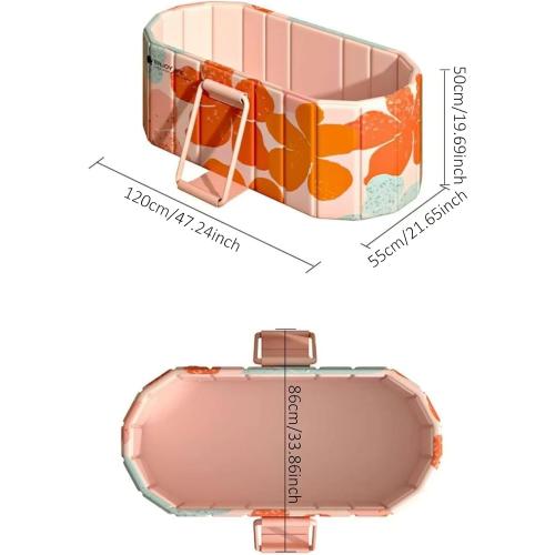 Portable Foldable Bathtub for Adults, Collapsible Portable Tub for Bathroom & Shower Stall, Space-Saving SPA Bathtub for Small Spaces, Quick & Effortless Folding Design (Pink)