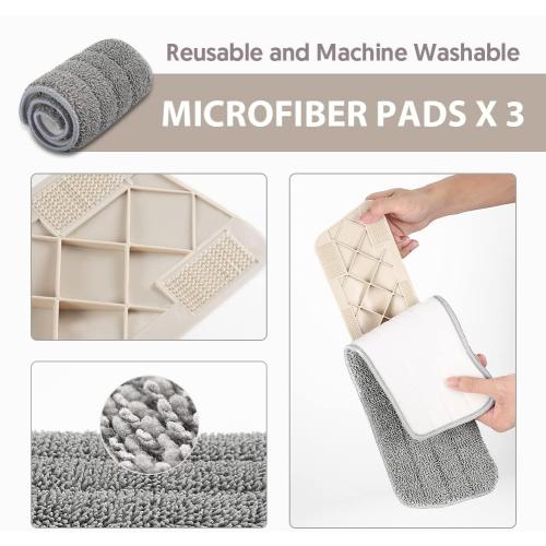 HOMTOYOU Spray Mops for Floor Cleaning: Wet Mop with 3 Washable Pads