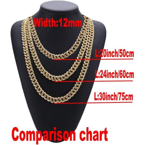 putouzip Miami Cuban Link Chains Set For Men 12/14/20mm 18K Gold Plated Diamond Fully Iced Out Chain Bracelet Necklace