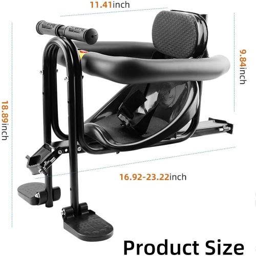 Latest Baby Bike Seat, Front Mounted Toddlers Bike Seat with Guadrail Front Back Rest Foot Pedals, Suitable for Mountain Bike Road Bike seat for Children Age 8M to 6Y