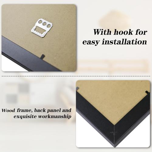 QDSSDECO 24x36 Poster Frame Black Wood Frame with Plexiglass Horizontal and Vertical Formats Hanging on the Wall Display Picture, Set of 1