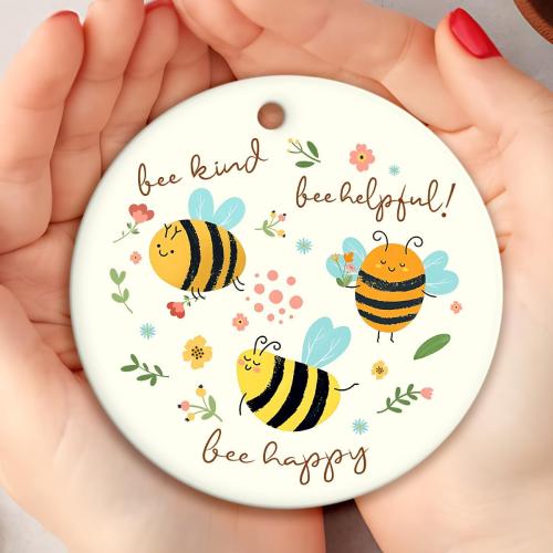 Bee Christmas Ornament 2025 - Cute Bee Gifts for Women Men Boys Girls, Bees Lover Gifts for Friends Neighbors, Ceramic Christmas Ornaments for Tree Decor - Holiday Keepsake & Xmas Gift Exchange Idea