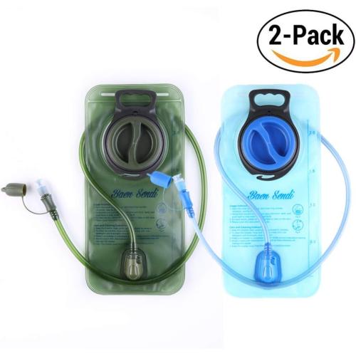 2 Pack Hydration Bladder 2 Liter/70 oz - Water Bladder Pack of 2(1 Piece Blue 1 Piece ArmyGreen) - BPA Free Hydration Pack Replacement
