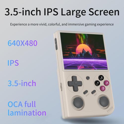 G350 Handheld Game Console , 3.5 Inch IPS Screen Linux System 3200 mAh Battery 4371 Games Preloaded , Portable Retro Video Games Console Support Controller and Earphone (Gray)