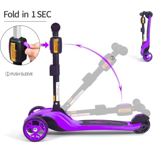 GLAMUP Kids Scooter, 2-in-1 Folding Kick Scooters, Adjustable Height, Safety Lock, 3 Wheel Kick Scooter for Boys and Girls Ages 3-14