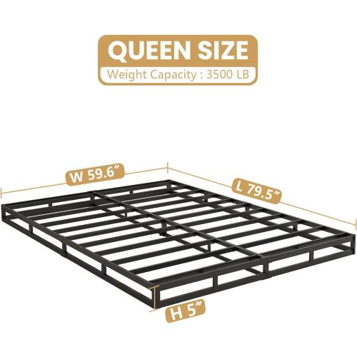 5 Inch Queen Box Spring-Heavy Duty 3000LBS Metal Bed Foundation, Noise-Free & Tool-Free Easy Assembly,Mattress Support Base for Queen Size Bed