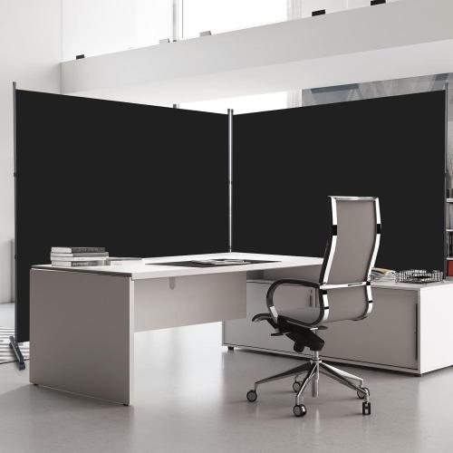 Room Divider Folding Privacy Screens with Wheels, 6FT Tall Divider for Room Separation, Movable Room Partitons and Dividers, Indoor Room Dividers Panel with Fabric (Black, 1 Panel-71‘’-Wheels)