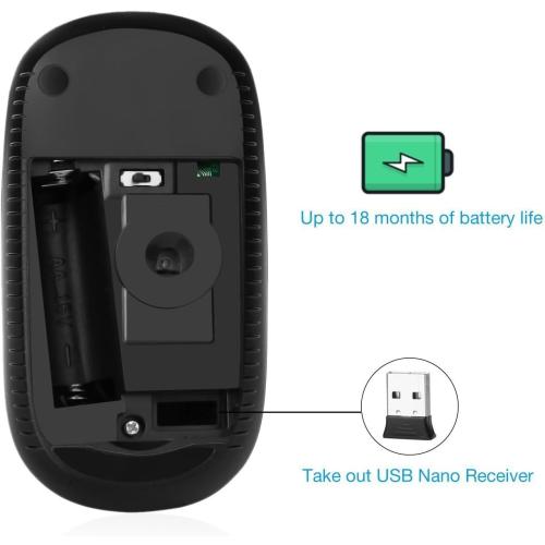 VssoPlor Wireless Mouse, 2.4G Slim Computer Laptop Mouse, Black and Red | Portable Mouse, Plug & Play USB Nano Receiver, Quiet Silent Optical Mice for Notebook, PC, Laptop, Computer, Windows, Mac