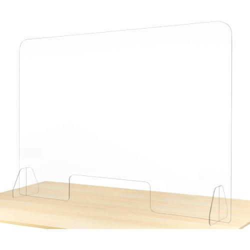 flybold Sneeze Guard for Desk Plexiglass Sheet - Barrier for Counter Acrylic Desk Divider - 92% Transparency Anti Fade Plastic Protective Shields for Office Furniture Partitions 48 X 32