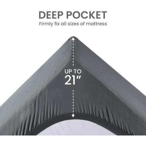 SLEEP ZONE Cooling Queen Mattress Topper, Premium Zoned Cool Mattress Pad Cover, Padded Mattress Protector Breathable Washable, Deep Pocket 8-21 (Grey, Queen)