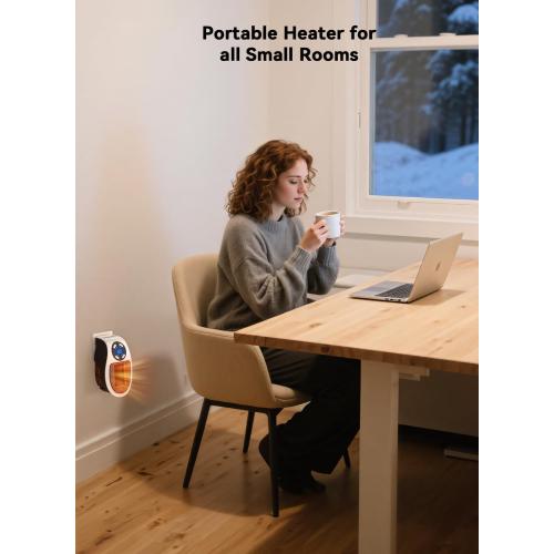 Brightown Wall Plug In Heater 450W, Portable Outlet Heater with Remote, Clear LED Display, Small Wall Heaters for Indoor Use with Adjustable Thermostat and 12H Timer for Bathroom Room Office