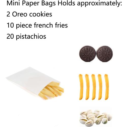 3x5 Inches Mini Size White Kraft Paper Bags for Bakery Cookies Treats Snacks Popcorn Small Gift bag