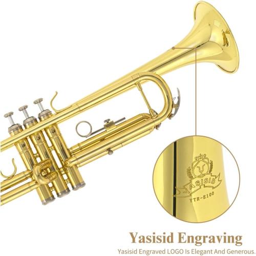 Trumpet Instrument,Band & Orchestra Musical Instruments for Beginners,With trumpets case,Mouthpiece,Cloth and Gloves (Golden)