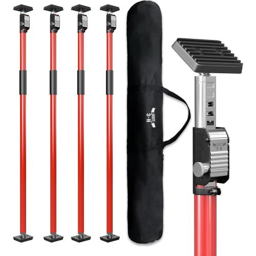3-H Truck Bed Cargo Bar, 43-77 Adjustable Heavy-Duty Steel Load Lock Bar with Push-Lock Safety Latch, Truck Bed Divider with Non-Slip TPR Pads for Pickup Trucks, SUVs, Vans,Red,4pc