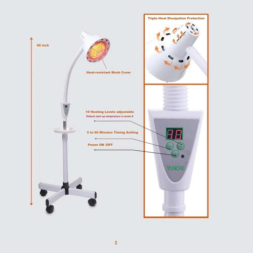 Infrared Light 275W Red Light Therapy Heat Lamp with Remote Control for Relieve Joint Pain and Muscle Aches, Adjustable Dimmable Red Light Standing Heat Lamp