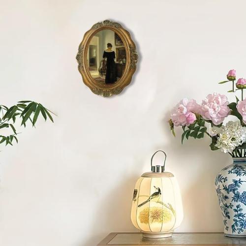 SIKOO Vintage Picture Frames 5x7 Oval Picture Frame Tabletop and Wall Mount Antique Picture Frame with High Definition Glass Front,Oval Wall Art, Bronze Gold