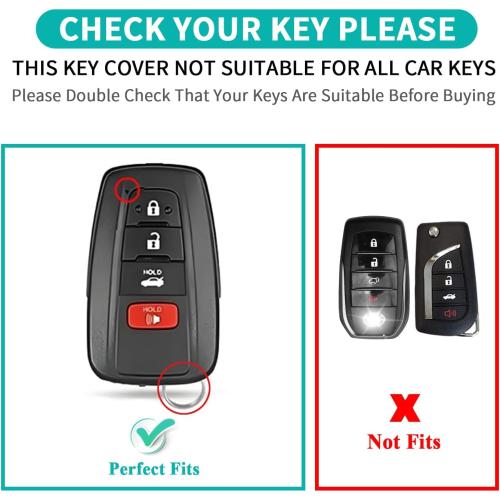 for Toyota Key Fob Cover Genuine Leather Key Case Shell Compatible with 4Runner Highlander Camry RAV4 C-HR (Black, 4 Buttons)