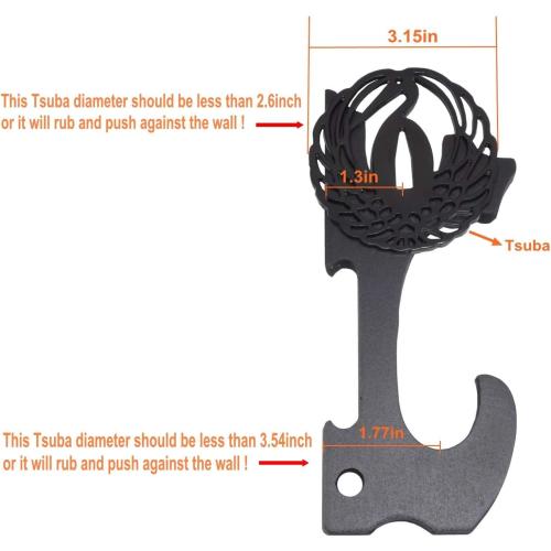 Eforlife 2/Set Sword Hook Wall Mount Samurai Sword Hanger Display Holder Adjustable for Katana Wakizashi Tanto Genji Sword Weapon Rack