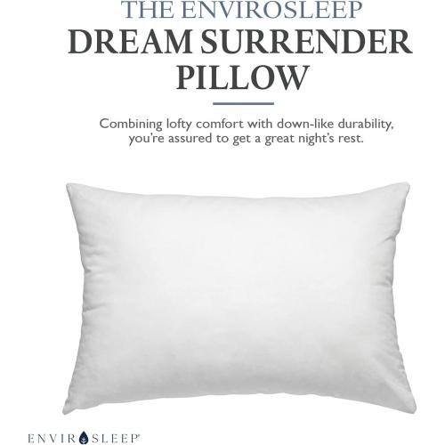Envirosleep Dream Surrender Firm Support Pillows - Hypoallergenic Polyester Filled Cotton Shell Pillow Set, Standard Size 2 Pillow Set for Hotel or Home Use, by Manchester Mills
